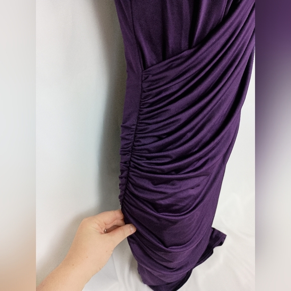NWT PATTY BOUTIK Christmas Fall Elegant Purple Draped Dress (#892) - Picture 5 of 7